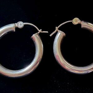 Vtg STERLING Wide Sterling Silver Hoop Earrings